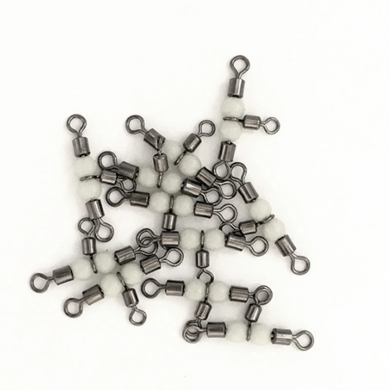 

40 Pcs Fishing Swivel Luminous Swivel Fishing Adapter with Luminous Bead Connector Fishing Accessories