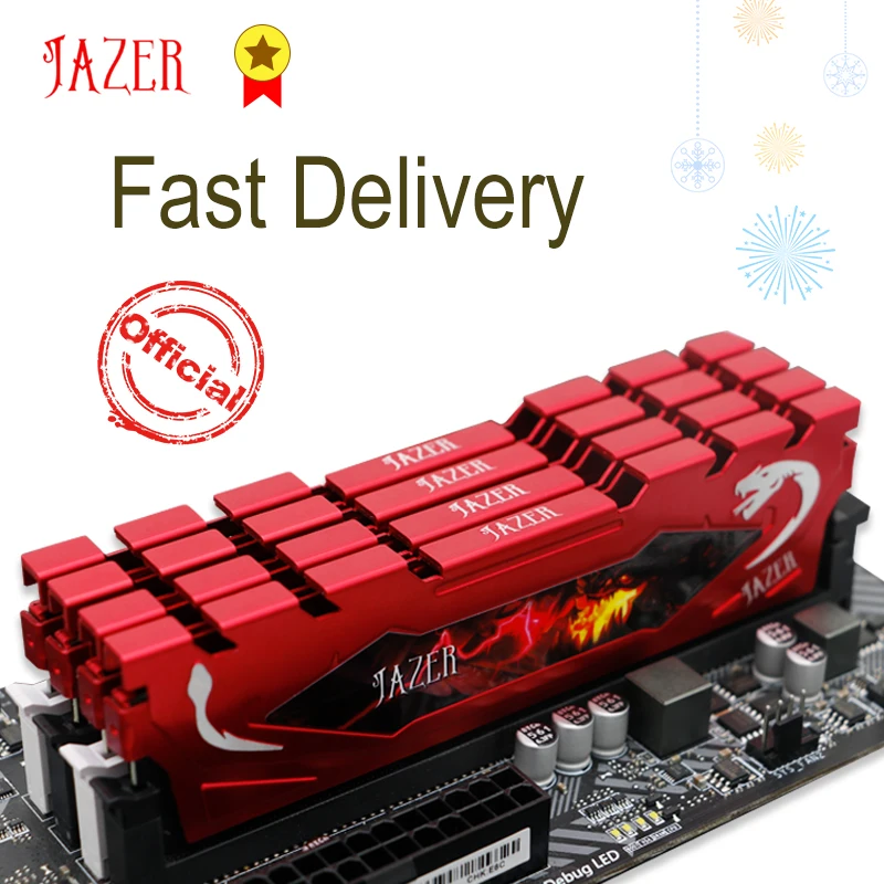 jazer desktop ram 8gb 16gb ddr4 4gb 2400mhz 2666mhz 3000mhz 3200mhz computer memory with heatsink free global shipping