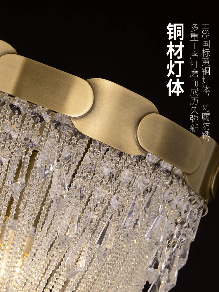 

Crystal chandelier living room dining room bedroom simple personality creative all copper light luxury chandelier