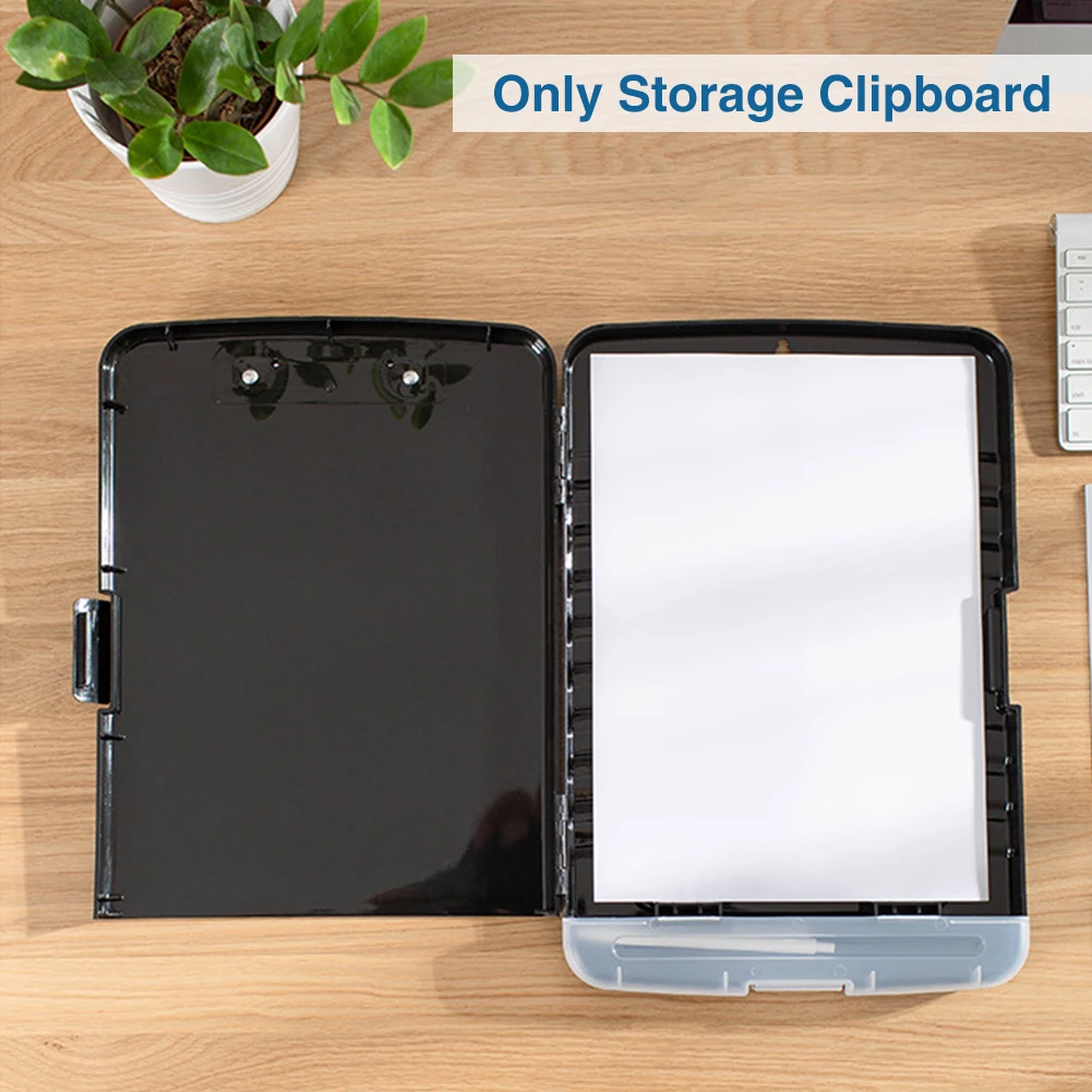 

Black With Pen Holder Accessories Portable Document Organizer School Office Stationary File Box Memo Pad Storage Clipboard