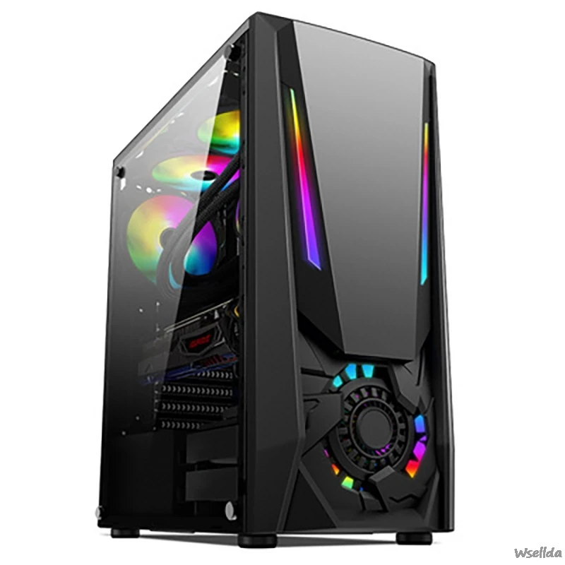 

RGB Destroyer ATX/M-ATX/MINI ITX Computer Case Desktop Full Side Transparent Gaming Office Colorful Luminous Main Case PC Case