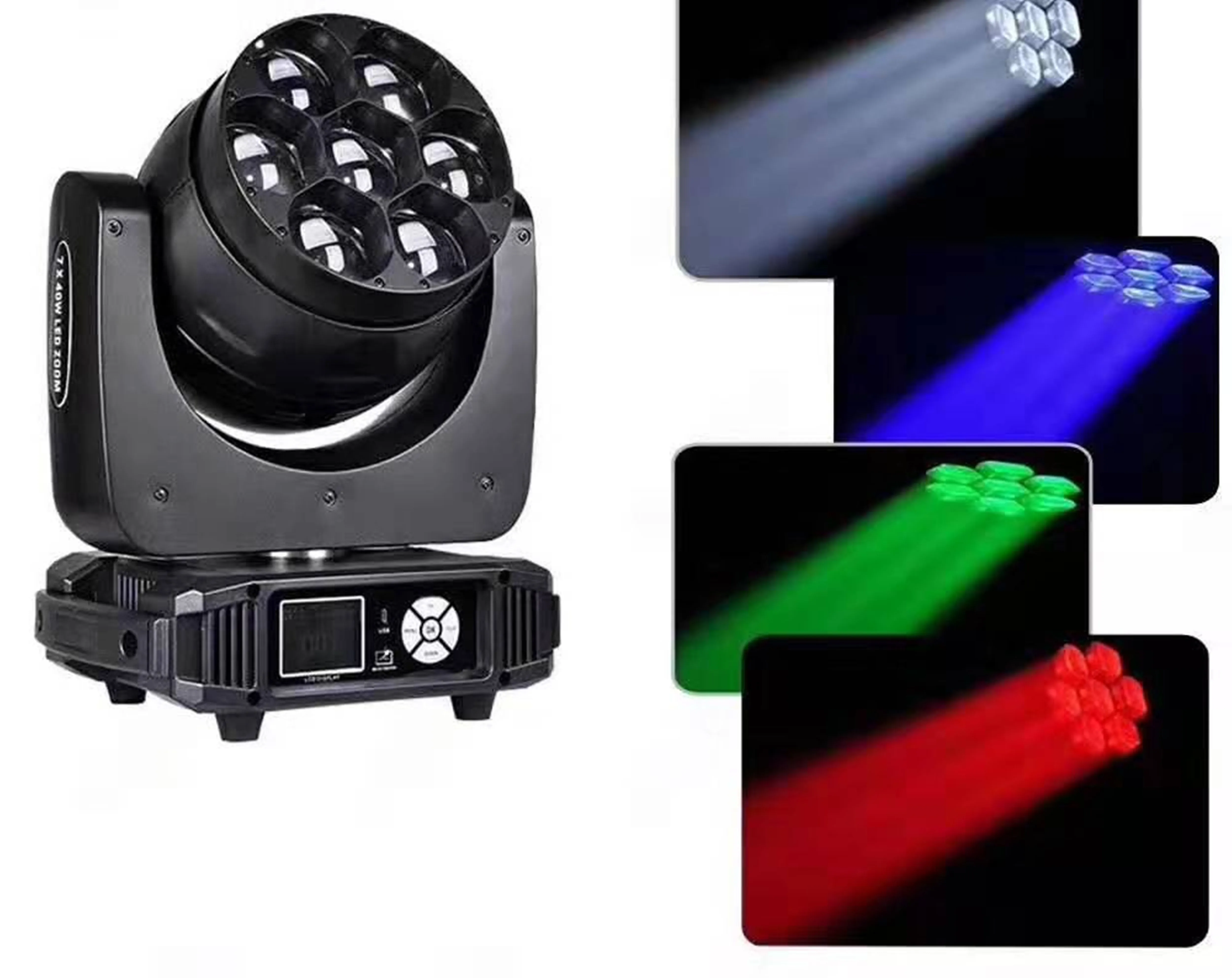 

DJ Disco Music Light LED Bee Zoom Beam & Wash 7x40W RGBW Moving Head Light Suitable For Disco Ball and Party Controlled By DMX