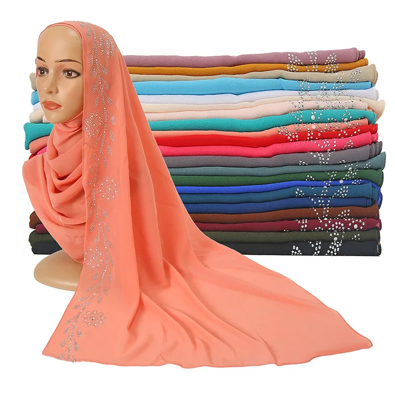 

Women's Flower Scarf And Long Square Scarf Chiffon Crumpled Silk Scarf Head Wrap Muslim Fashion Headwrap For Women Turban