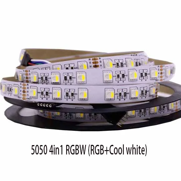 RGBW 4in1 5050 12 В/24 В 4 в 1 5 в 1 5 цветов чипы RGBCCT RGB+ WW+ CW 60 Светодиодный s/M RGBW RGBWW светодиодный свет 12 мм PCB 5 м/лот - Испускаемый цвет: RGBW 4in1