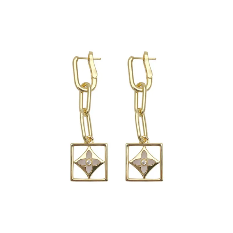 

Vintage Earrings Cross Square Leaf Earring For Women Aesthetic Retro Long Drop Earring Fashion Accessories