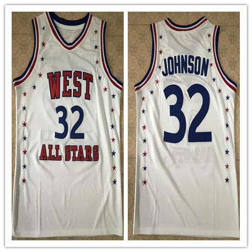 32 магический Джонсон 1983 All Star West белый баскетбольный Джерси сшитый под заказ