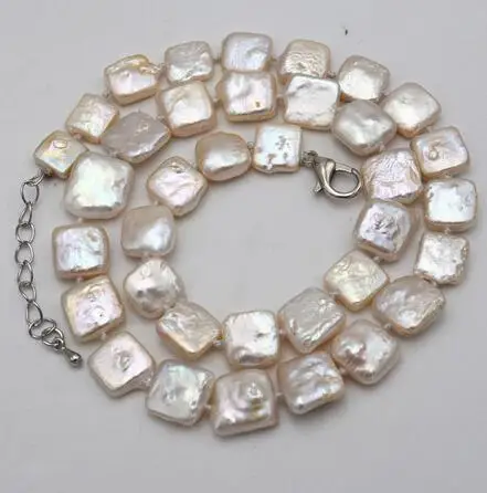 feel shipping stunning 10mm white square coin baroque pearl necklace 16.5-17inch | Украшения и аксессуары