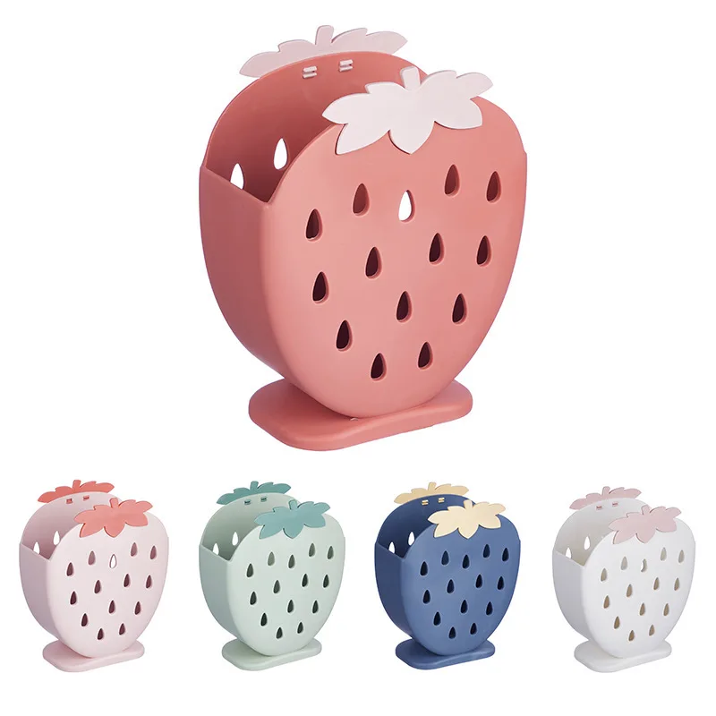 

Chopsticks Storage Box Spoon Fork Spatula Kitchen Organizers Strawberry Pineapple Shape Tableware Storage Basket Breathable