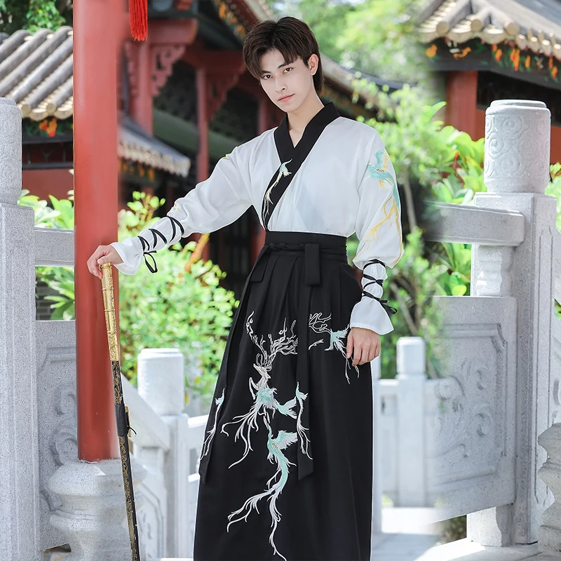 Wu Xiake hanfu men and women the model of traditional embroidery collar waist Ru skirt outfit | Hanfu