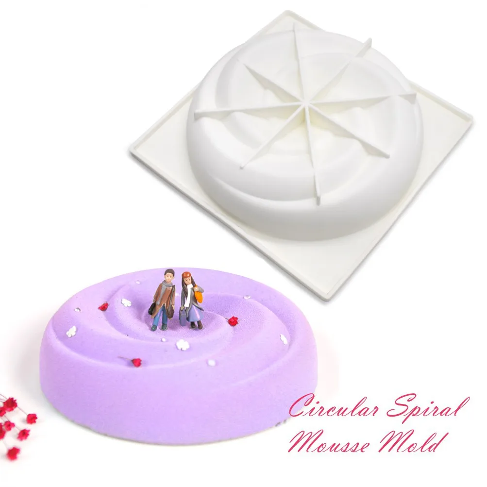 

New Single Round Spiral Mousse Cake Silicone Mold DIY Baking Tool DIY Dessert Mold Wholesale Drop Shipping