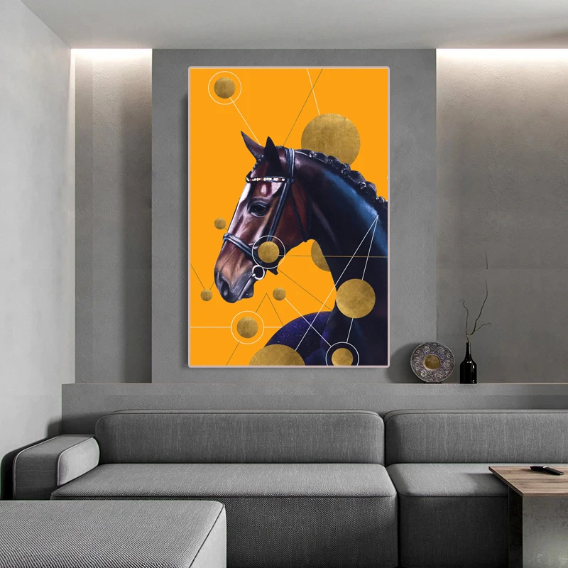 

Modern Aesthetics Horse Wall Art With Multicolored Animals Abstract Canvas Painting Poster Print Gallery Home Decor Living Room