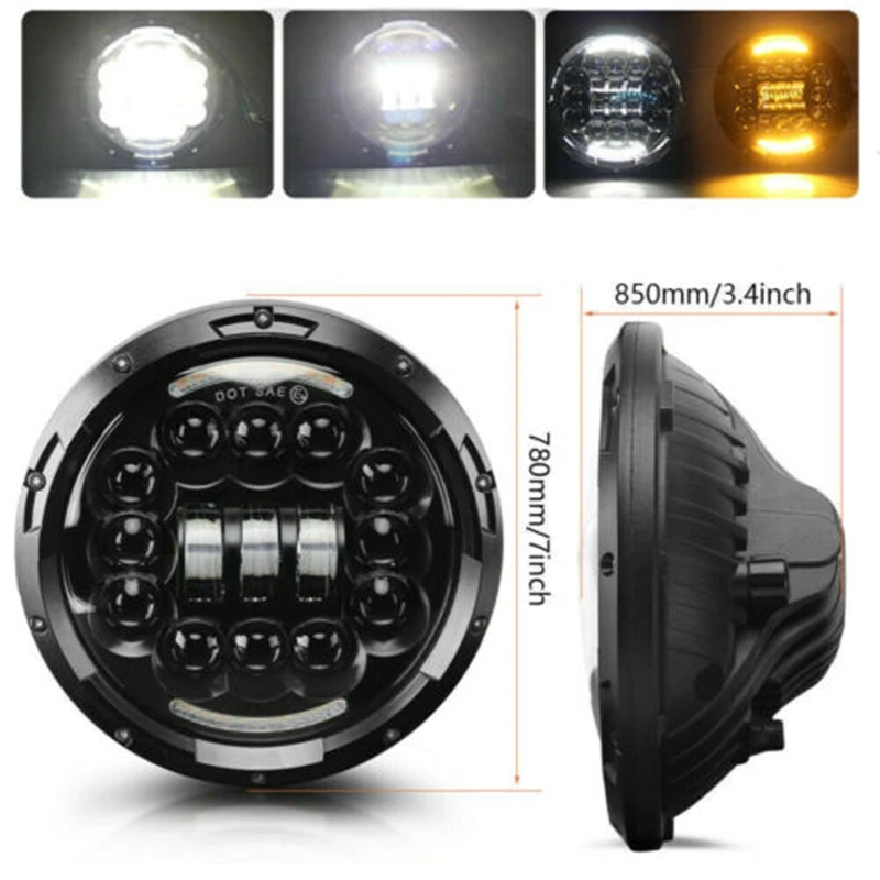 7 дюймовый круглый светодиодный головной светильник сигнала поворота DRL лампа