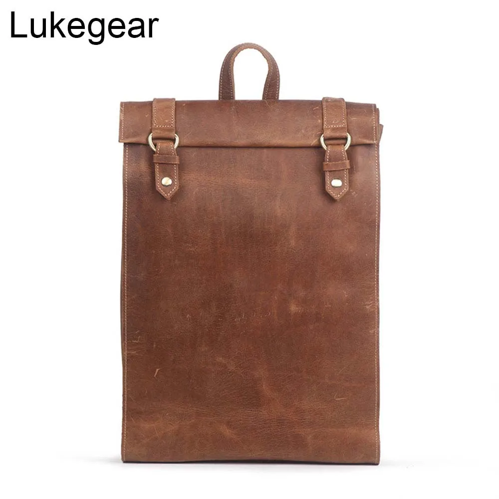 Рюкзак Lukegear из воловьей кожи для мужчин винтажный стиль вместительные рюкзаки