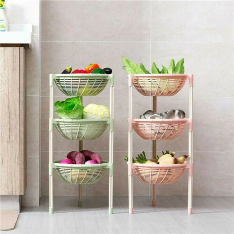 

3 Layer Plastic Small Storage Shelves Plastic Basket Desk Stand Rack Bathroom Shelves for Household