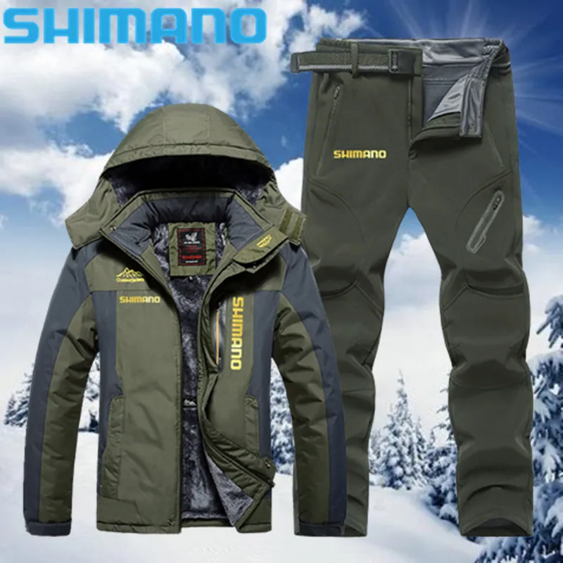 

Shimano Men Suit for Fishing Jacket Waterproof Windproof Warm Thick Pants Fishing Shirt Sports Fishing Suit Winter Fishing Wear