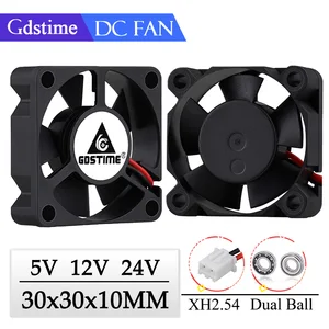Портативный вентилятор охлаждения Gdstime DC, 24 В, 12 В, 5 В, 3 см, 30x30x10 мм, 2 контакта, с шарикоподшипником, Dupont 2,54, 2,0, 30 мм x 10 мм, 5 шт., 3010