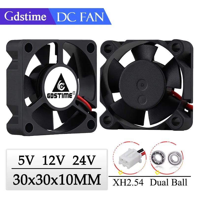 Gdstime-rolamento de Esferas Portátil Ventilador de Refrigeração cc 24v 12v 5v 3cm 30x30x10 mm Pinos Dupont 2.54 2.0 30 mm x 10 mm Cooler 3010