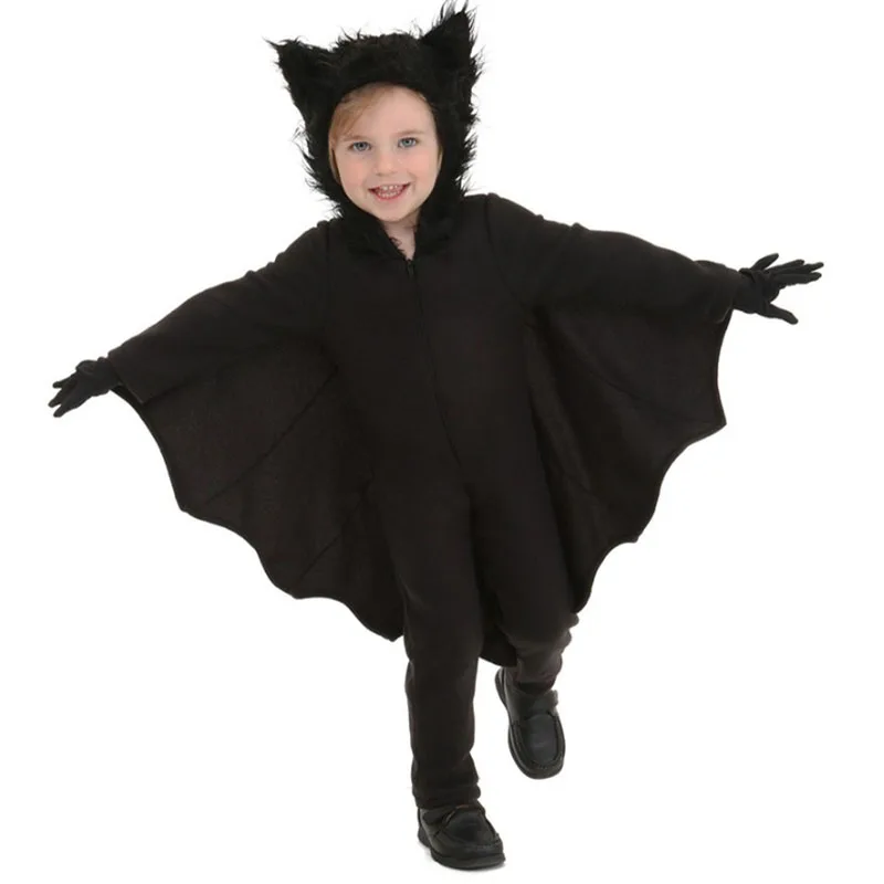 Детский Забавный костюм Черная летучая мышь унисекс комбинезон с крыльями на