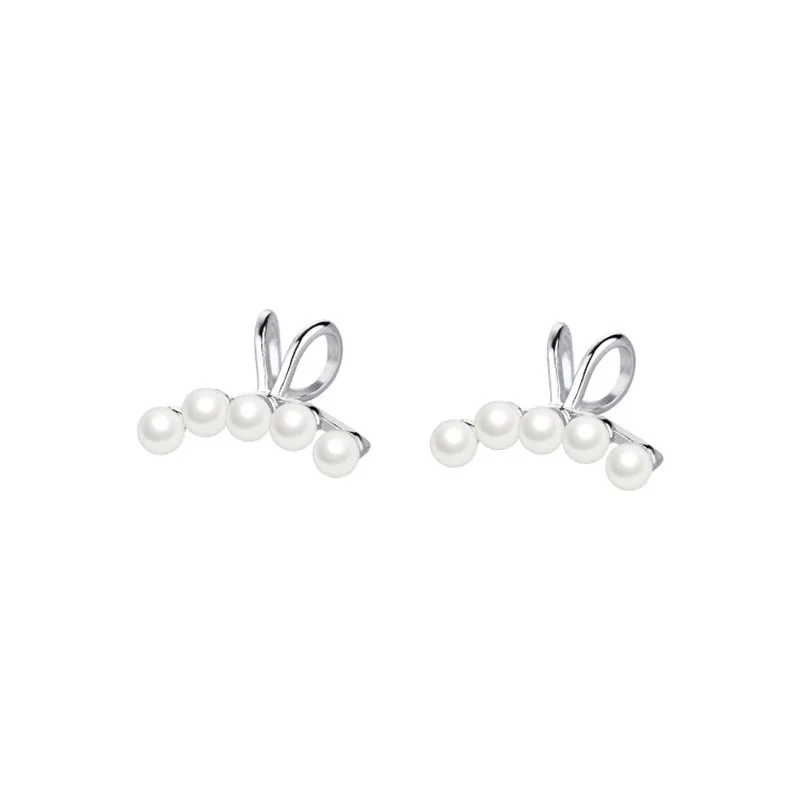 

925 Sterling Silver Pearl Ear Bone Clip Simple No Pierced Ear Clip Earrings Woman Wedding Daily Party Jewelry