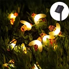 Милая светодиодсветильник гирлянда с пчелами на солнечной батарее, уличное садовое освещение для забора, внутреннего дворика, Рождественское украшение, 20 светодиодный Дов30 светодиодов100 светодиодный
