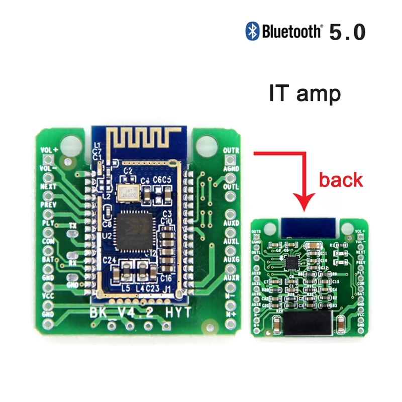 Bluetooth V5.0 Автомобильная приемная плата BK3266 со сменой имени кнопка вызова
