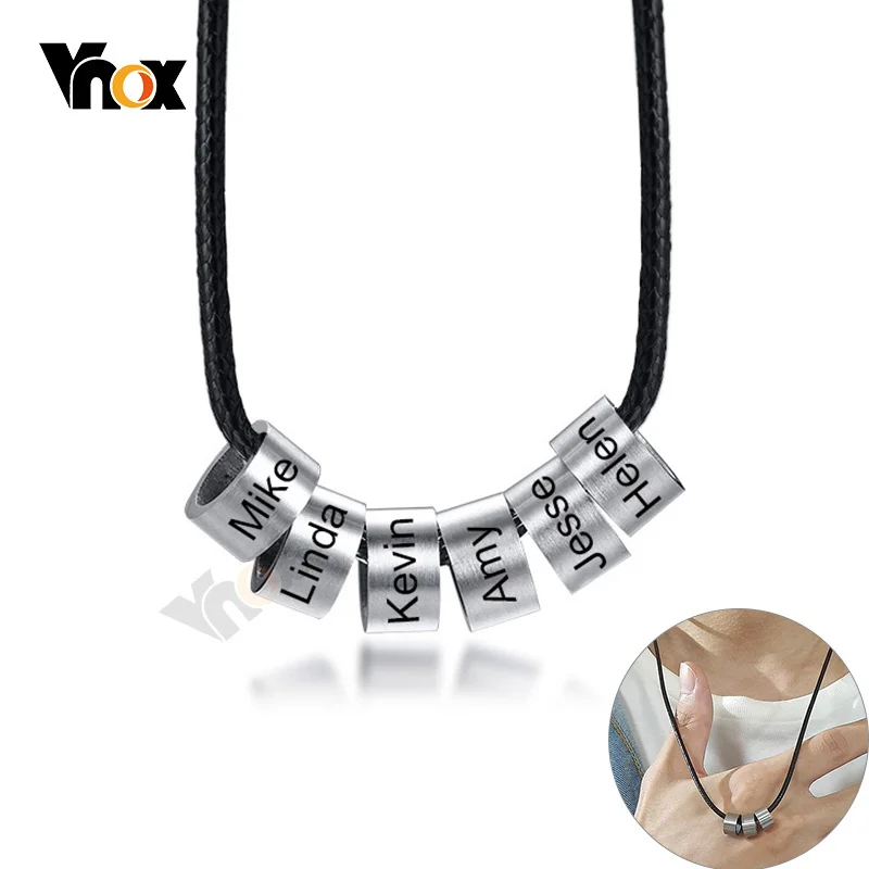 

Vnox 2-6 Beads Free Personalized Family Name Necklaces for Women Men Stainless Steel Tubes Pendants Unique To Dad Husband Gift