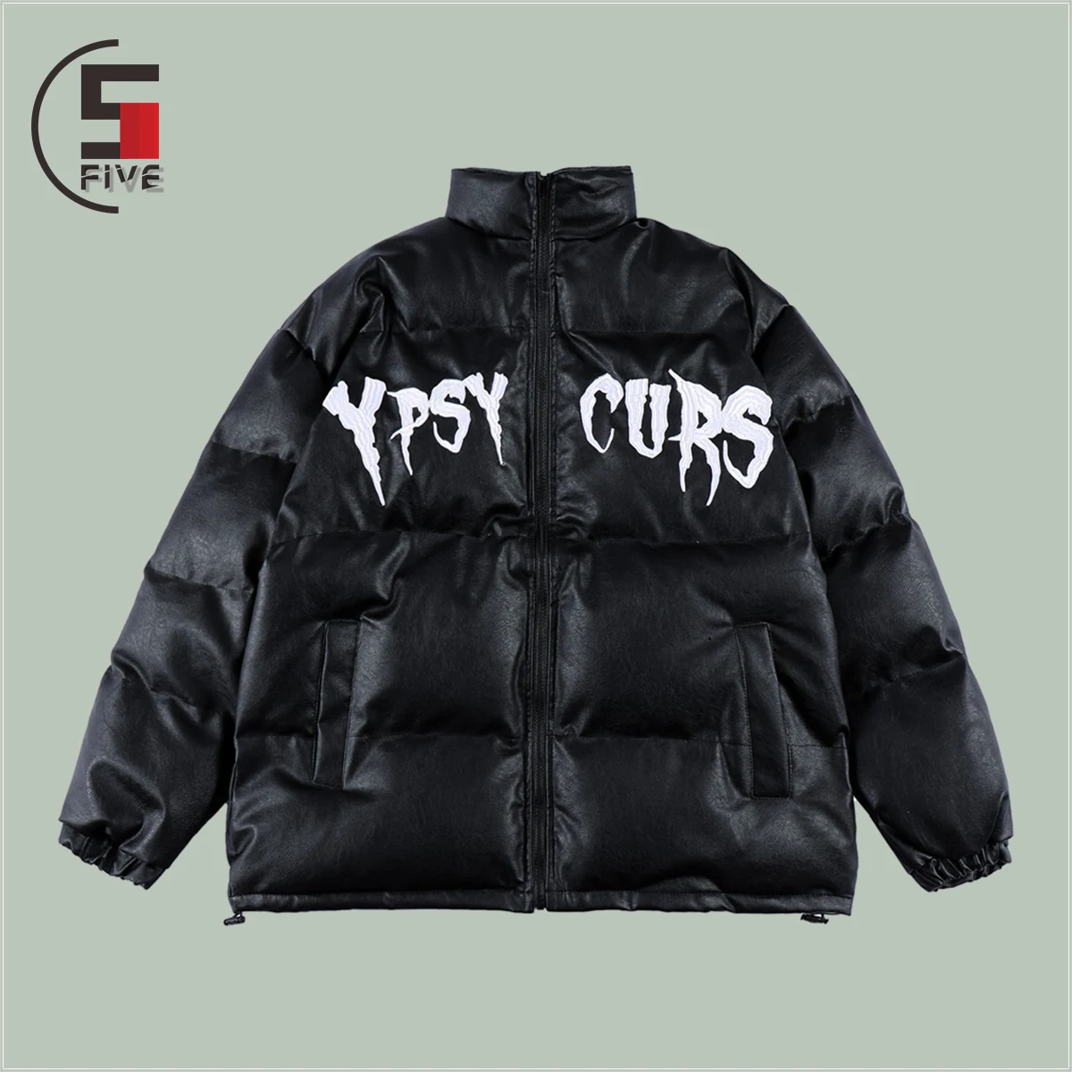 

Парка мужская из ПУ кожи, пуховик в стиле хип-хоп, Повседневная Верхняя одежда на молнии с надписью и вышивкой, уличная одежда, зимняя верхня...