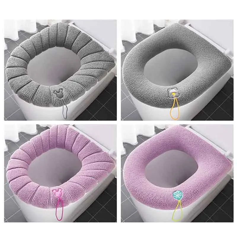 

1Pcs Breathable Closestool Mat Washable Elastic Soft Pure Color Spandex Toilet Cover Bathroom Accessories