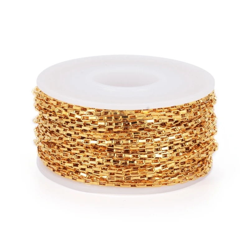 10m 304 Stainless Steel Link Chains Box Chains Unwelded Rectangle for Jewelry Making DIY Bracelet Necklace 3x1.8x0.8mm