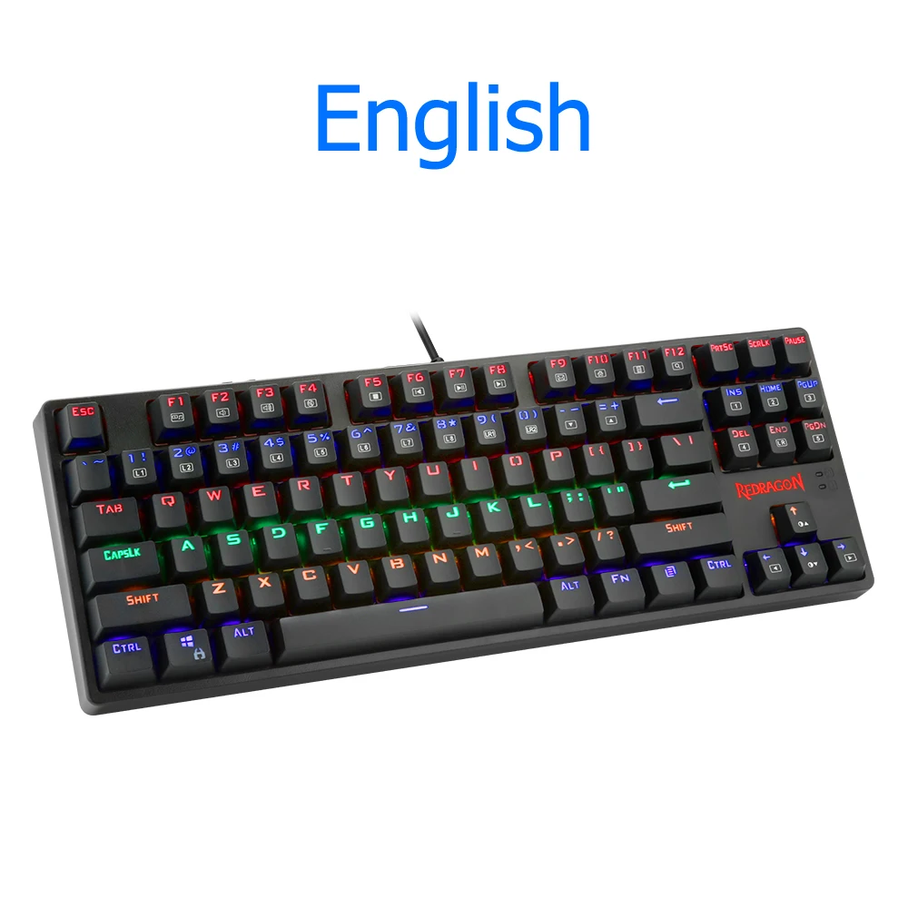 K576Rainbow Redragon DAKSA K576 Радужная USB Механическая игровая клавиатура синий переключатель светодиодный с подсветкой 87 клавиш Проводная компьютерная геймерская клавиатура - Цвет: K576Rainbow