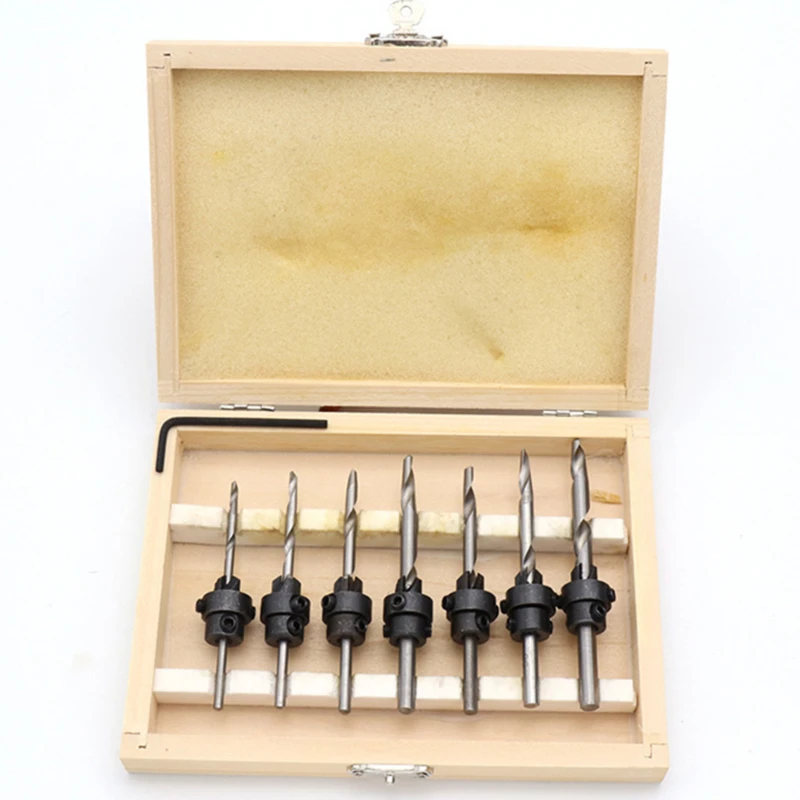 1 Набор конических зенковочных сверл HSS Деревообрабатывающие инструменты 1/4