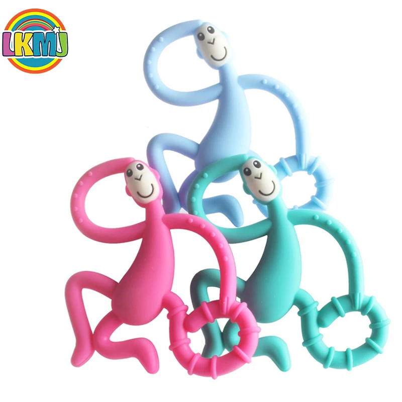 

New Silicone Safe Baby Teether Toys Toddle Monkey Teething Ring Chew Dental Care Toothbrush Nursing Beads for Infant Gadgets