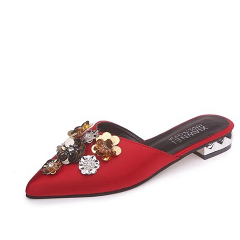 Дропшиппинг слайд Slip on Шлёпанцы Лоферы Обувь на плоской подошве с острым носком