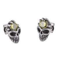 fashion stainless steel zircon skull stud earrings for women gothic punk ear jewelry accessories party gift sp0800