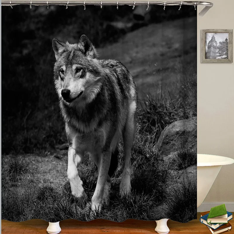 

Дикий волк занавеска для ванной комнаты занавеска для душа 2020 Новое поступление занавес с изображением животных для декорирования ванной к...