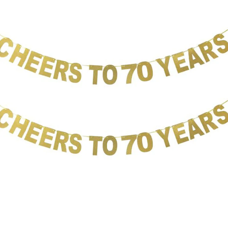 

Gold Glitter Banner Cheers To 30 40 50 60 70 Years Letter Birthday Party Banner Garland Wedding Celebration Decoration Hot Sale
