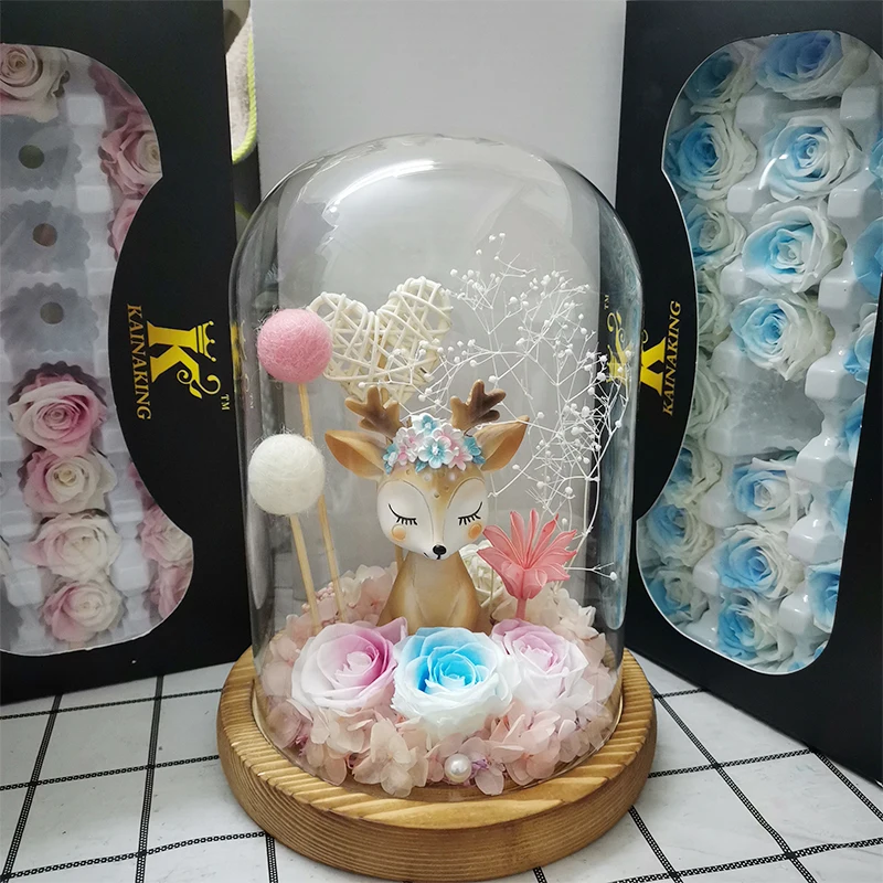 

New Eternal Flowers Rose in Glass Dome LED Birthday Creative Special Gifts Girlfriend Valentine's Day Gift Christmas Eve Holiday