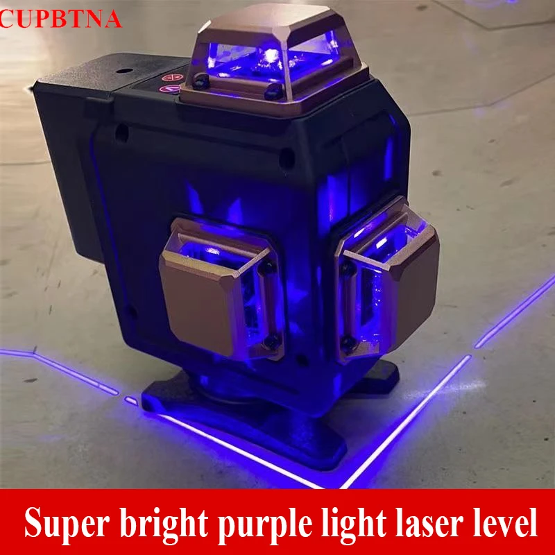Laser Level 3D 4D 8-16Line Powerful Purple Light Digital Display 360° Horizontal Vertical Self-Leveling System Measure Tools