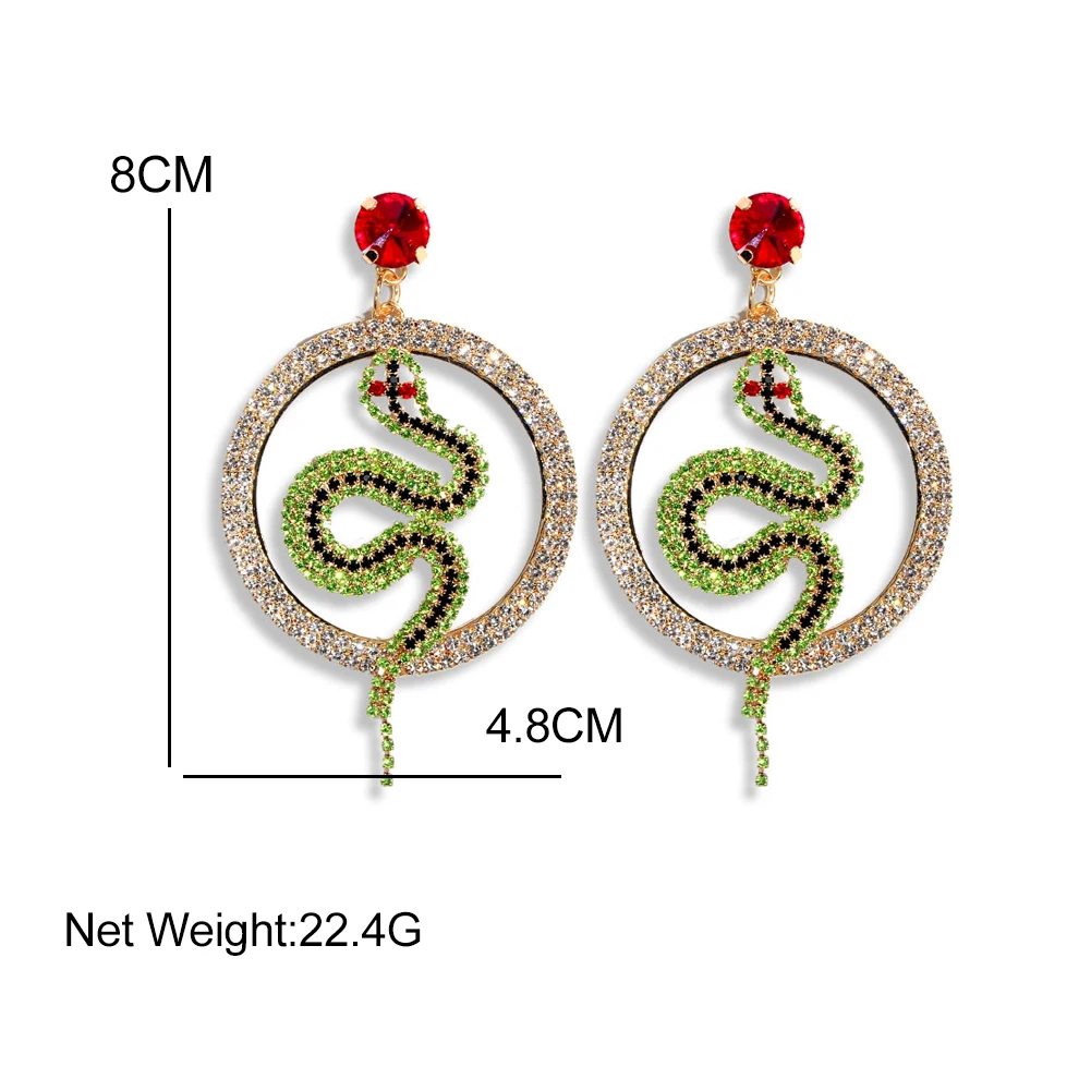 Женские круглые серьги-змеи JUST FEEL серебристого цвета с кристаллами массивные