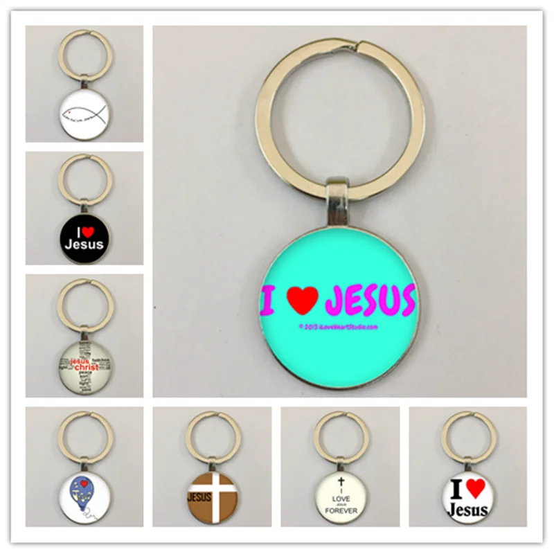 Религиозная бижутерия брелок с круглым стеклянным кабошоном узором подвеска