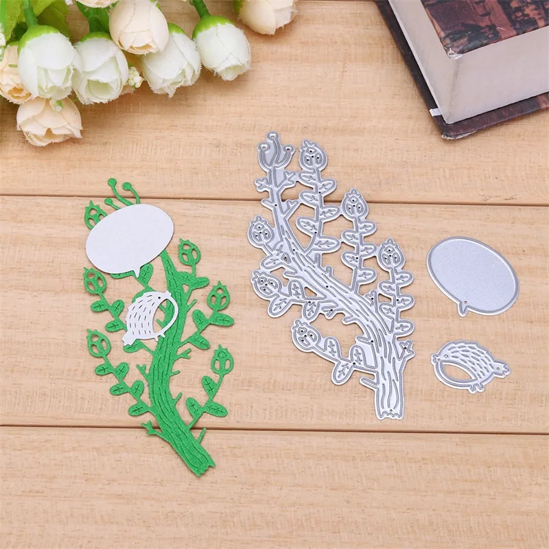 

Popular Vibrant Branch Happy Little Bird Text Label Decora Metal Cutting Dies For DIY Scrapbooking Paper Cards Crafts New 2019