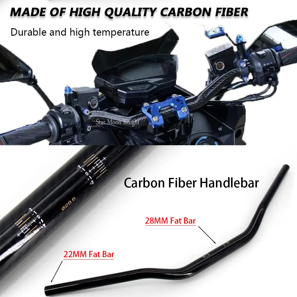 

1 1/8" 28MM Fat Bar 22MM Motorcycle Carbon Fiber Handlebar End Drag Handle Bar Pitbike Dirt Trail Motor Bike Motocross ATV Qua