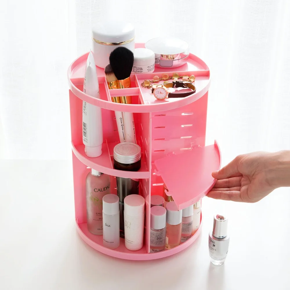 

New Hot 360 Rotating Makeup Organizer Cosmetic Storage Box Brushes Lipstick Holder Jewelry Container Case Desktop Organizer