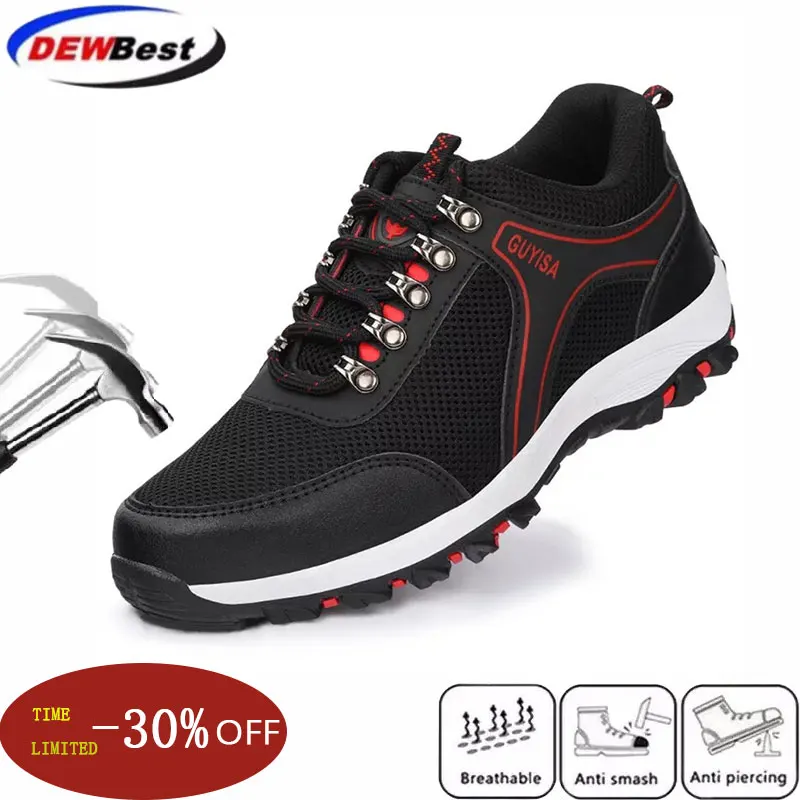 Модная мужская обувь рабочие ботинки защитные со стальным носком дышащая