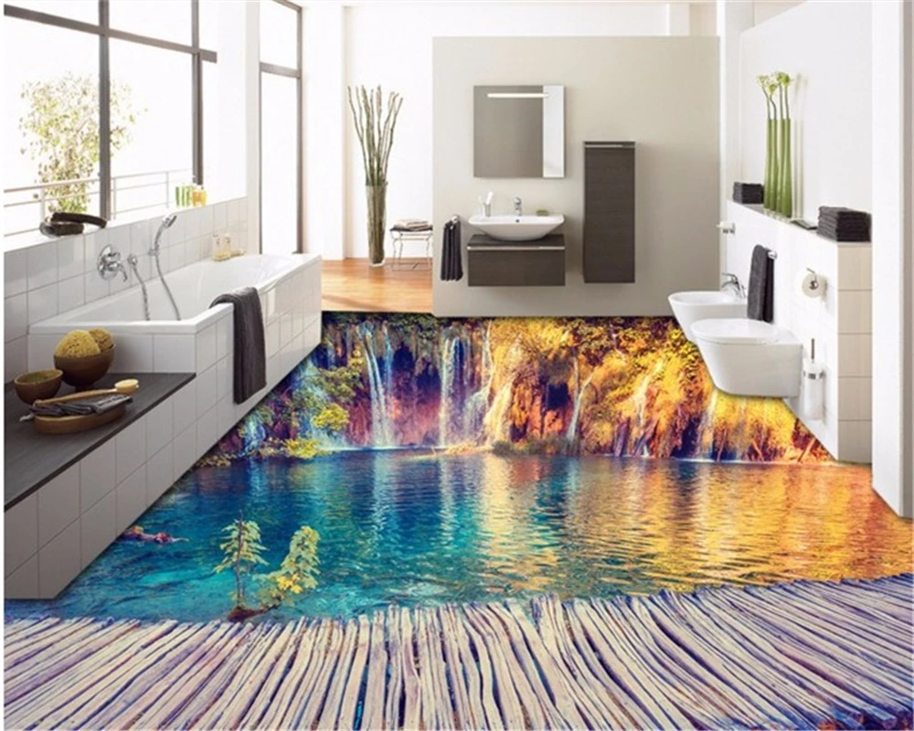 

3d обои для пола, водопад, водостойкие, ПВХ