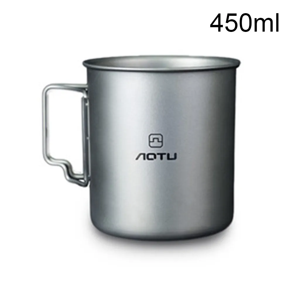 

Outdoor Camping Mug Pure Titanium Cup 450/750ml Picnic Utensil Equipment Portable Travel Hiking Cookware Single Layer Water Cup