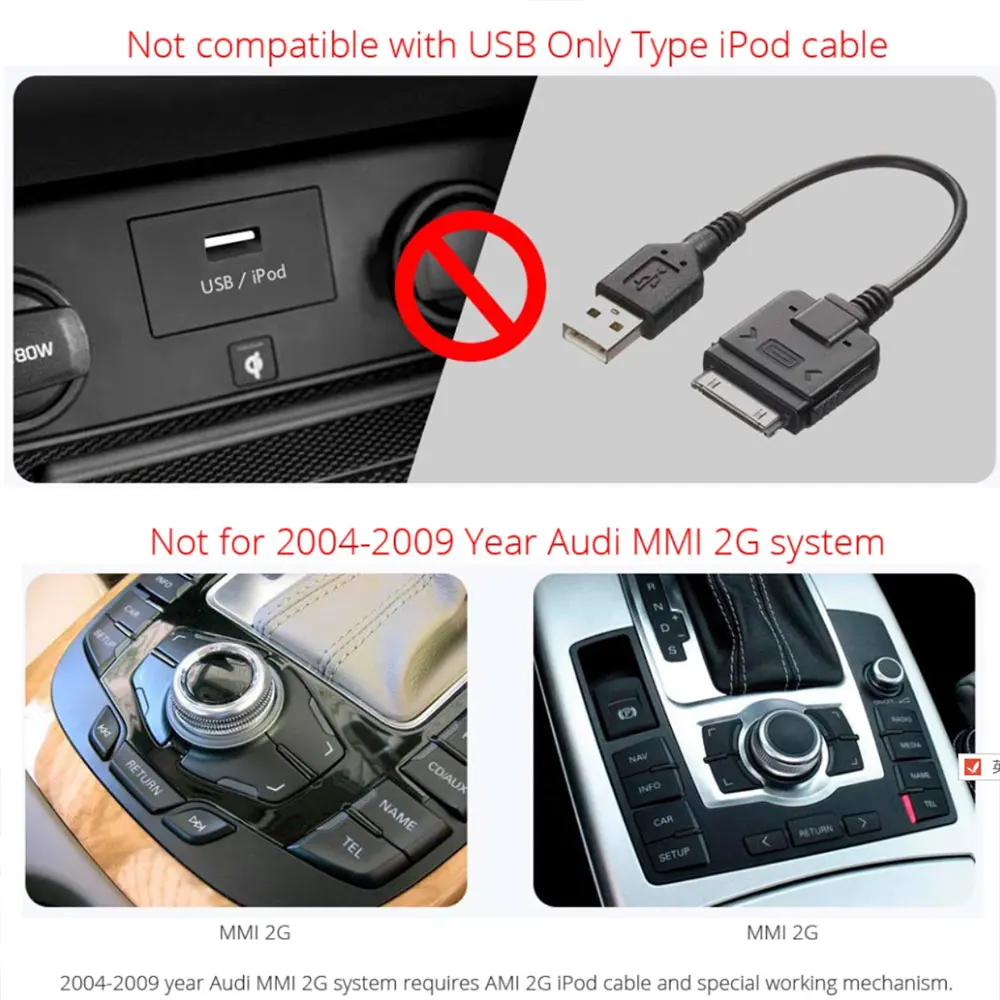 

Car Bluetooth AUX Cable Adapter for Audi Benz Volkswagen Bluetooth AMI MMI Interface MDI with 30 pin iPod iPhone Cable