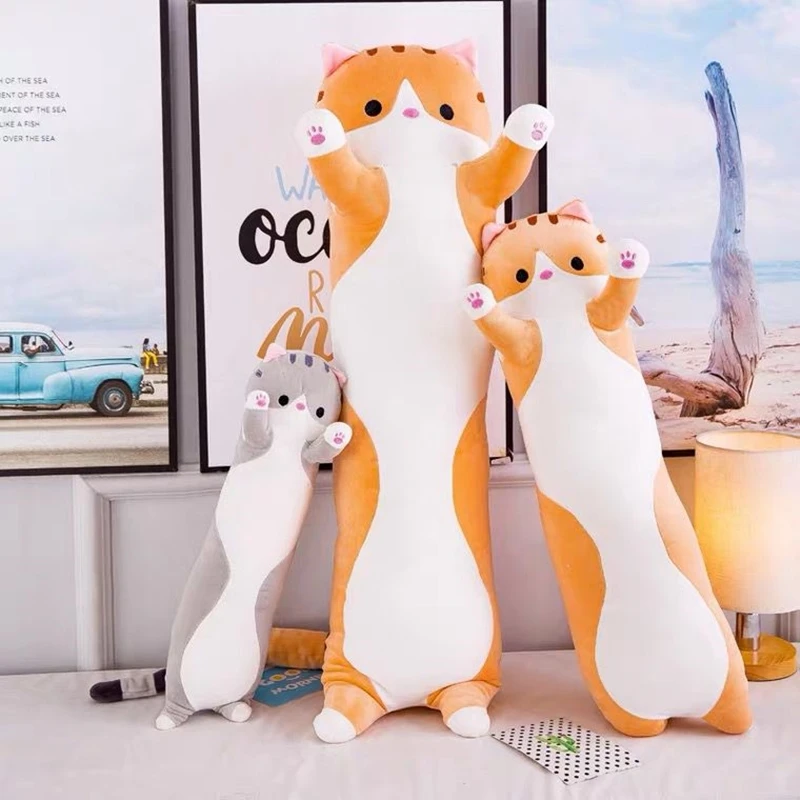 

130CM Cute Soft Long Cat Pillow Plush Toys Stuffed Pause Office Nap Pillow Bed Sleep Pillow Home Decor Gift Doll for Kids