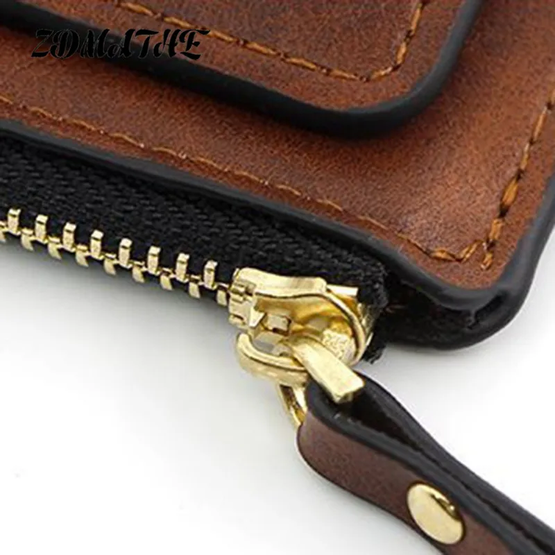 

PU Leather Women Men Wallet Small and Slim Coin Pocket Zipper Wallets Fashion Solid Color Cards Holders Purses