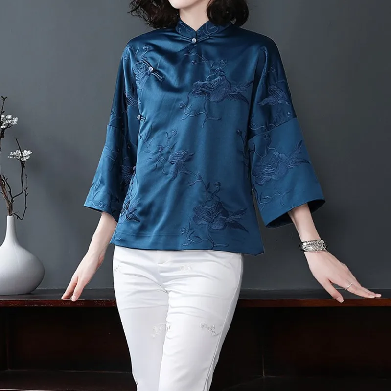 2021 китайские традиционные куртки рубашки вышивка cheongsam стиль топ блузка Ретро